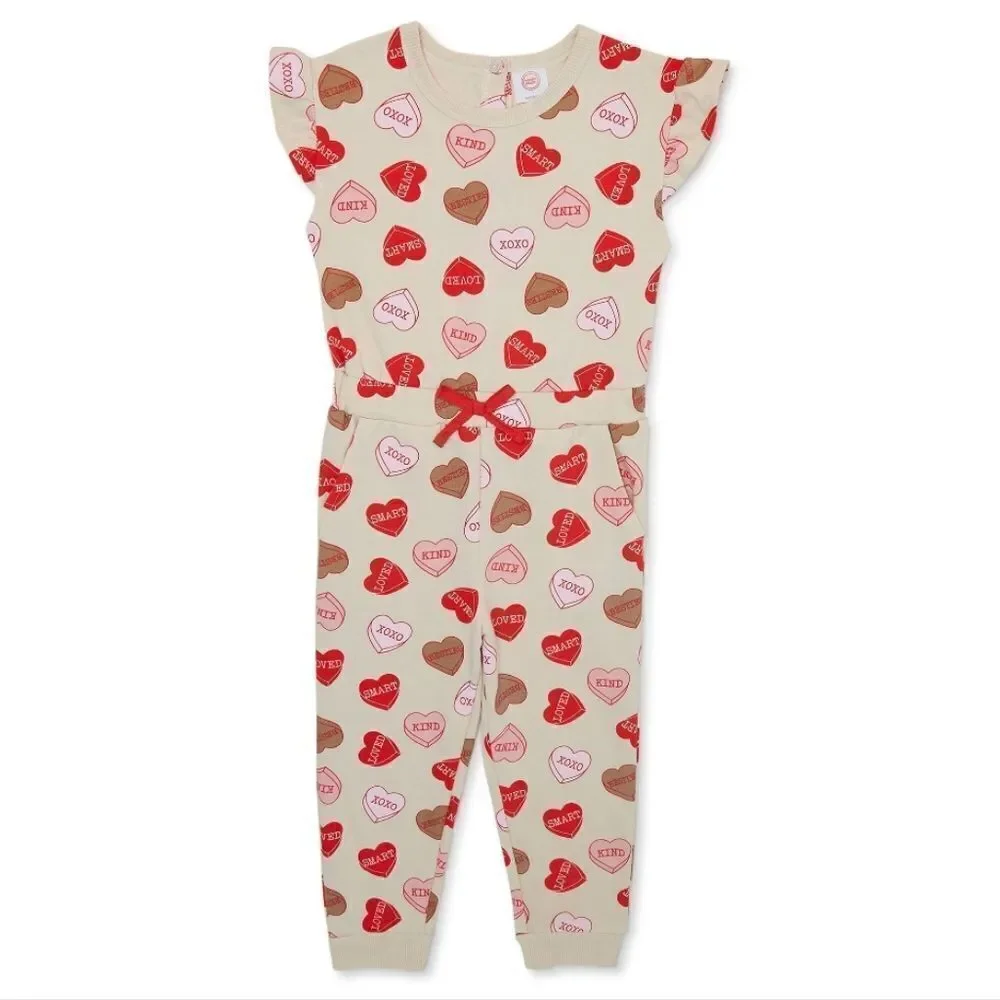 NEW toddler girl Valentine's day/ spring/ summer Hearts Romper Sizes 2T 3T 4T
